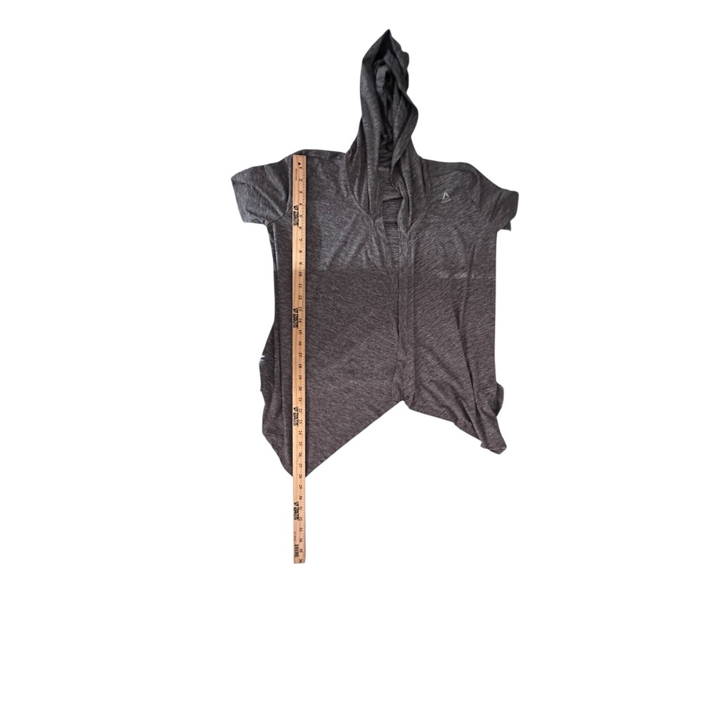 Reebok Womens Gray Space Dye Open Front Hooded Cardigan Size Medium Activewear - Picture 6 of 13